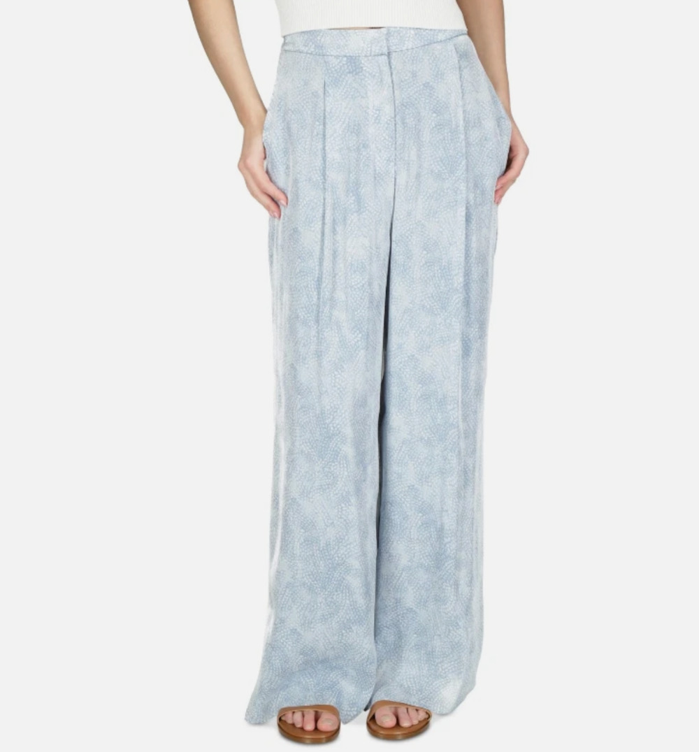 Michael Michael Kors Women Wide Leg Printed Pants Chambray Size L